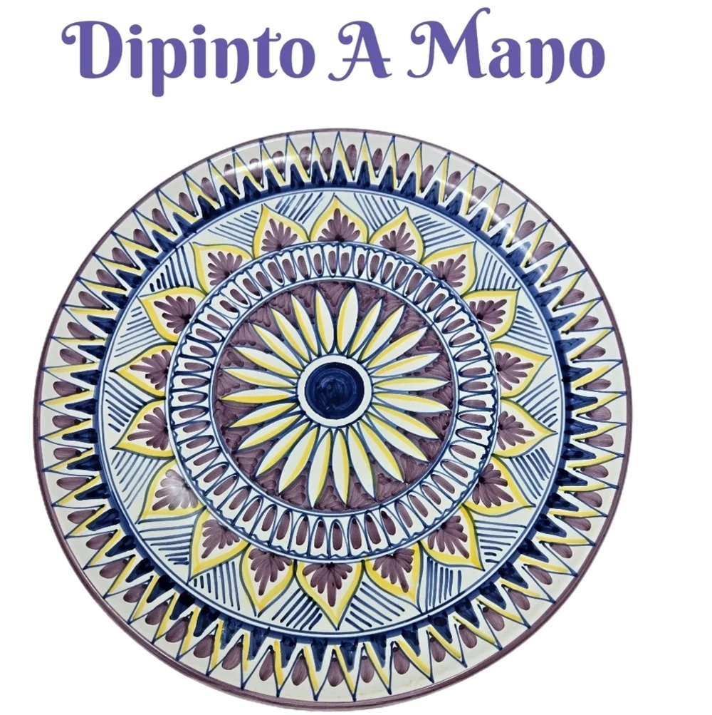 Italian Dipinto A Mano Sorrento Decorative Wall Plate Hand Painted Sunflower